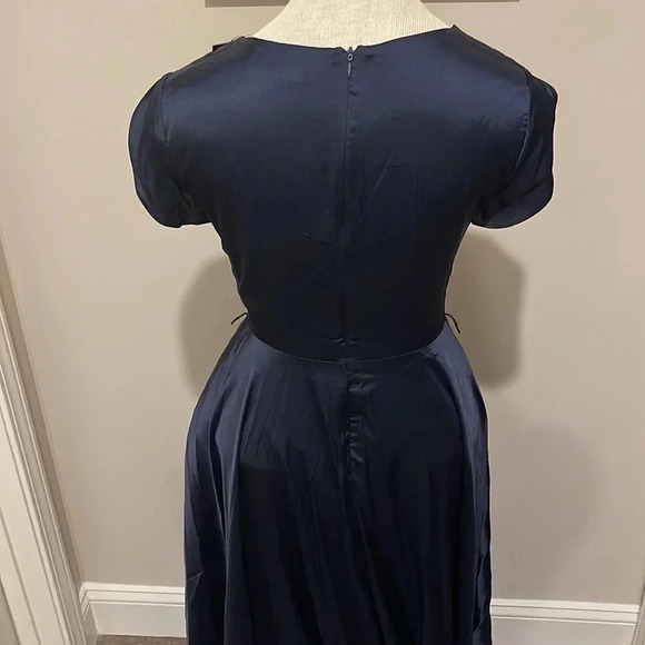NWT!! Lulu’s - Fallen For You - Satin High Low - Maxi Dress - Size XS - Navy - Picture 9 of 11